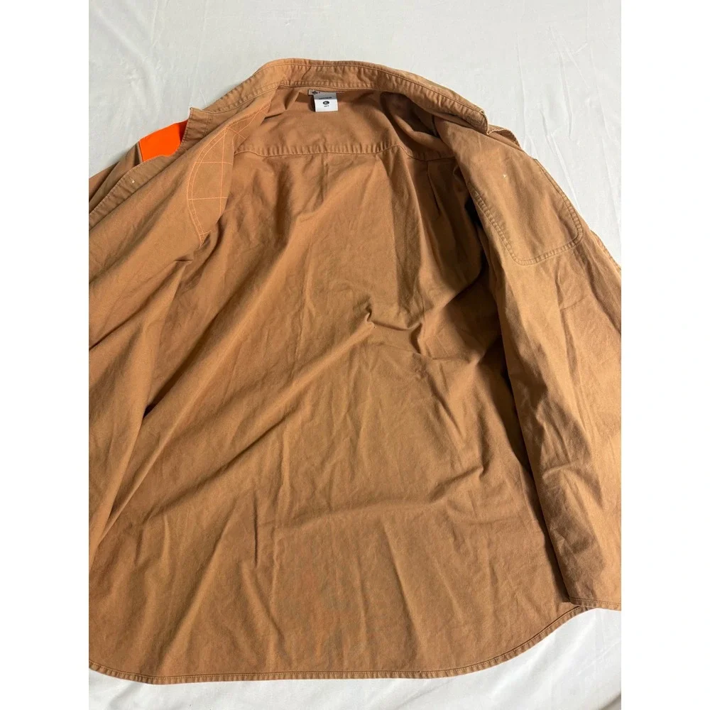 Columbia Sportswear Mens XL Shooting Shirt Blaze Orange Hunting Tan Canvas L/S